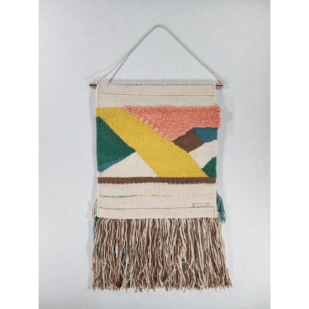 Primitives By Kathy Romance Wall Hanging Geometric Textured‎ Eclectic Fringe Art